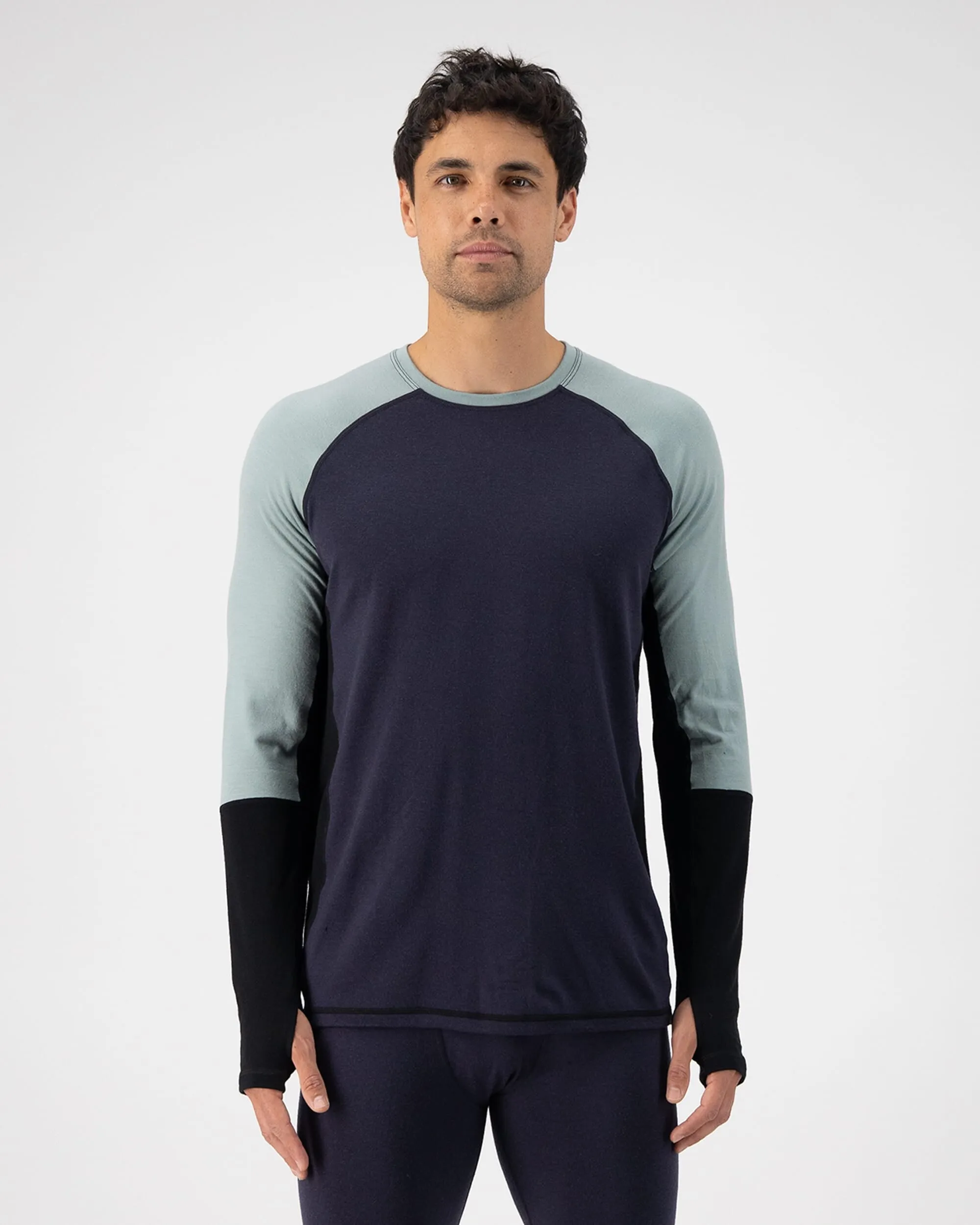 Olympus Merino Base Layer Long Sleeve - Dew / 9 Iron / Black