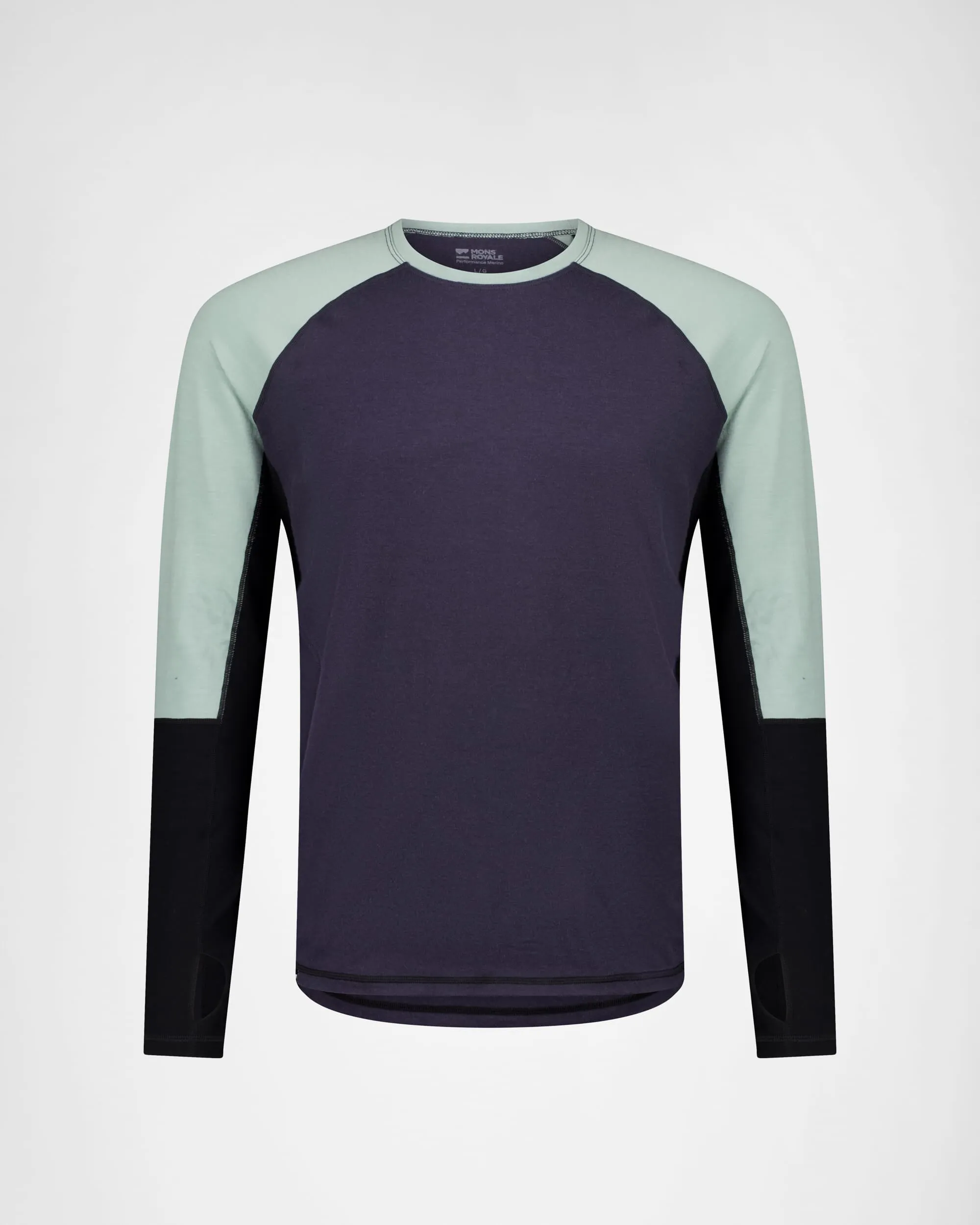 Olympus Merino Base Layer Long Sleeve - Dew / 9 Iron / Black