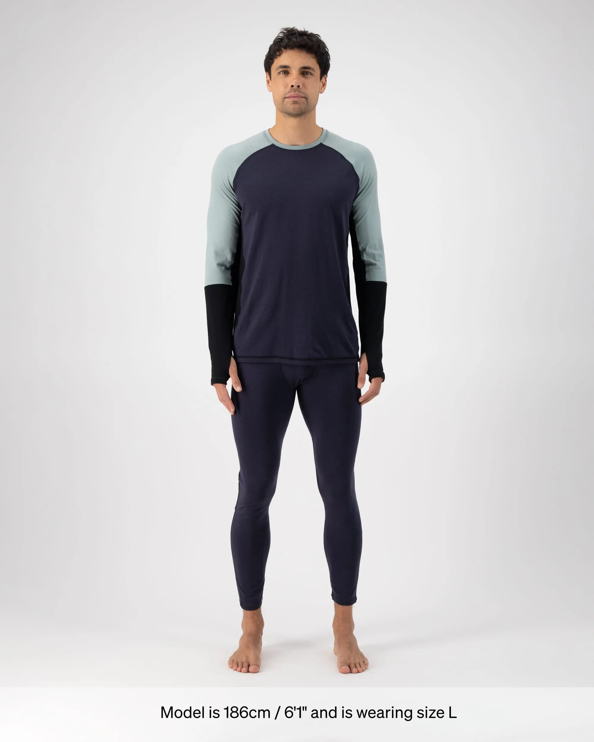 Olympus Merino Base Layer Long Sleeve - Dew / 9 Iron / Black