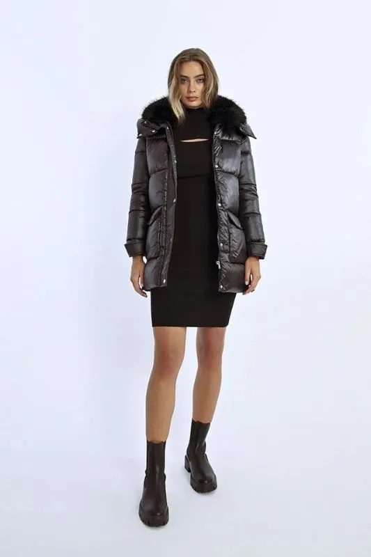 Padded Jacket with Faux Fur