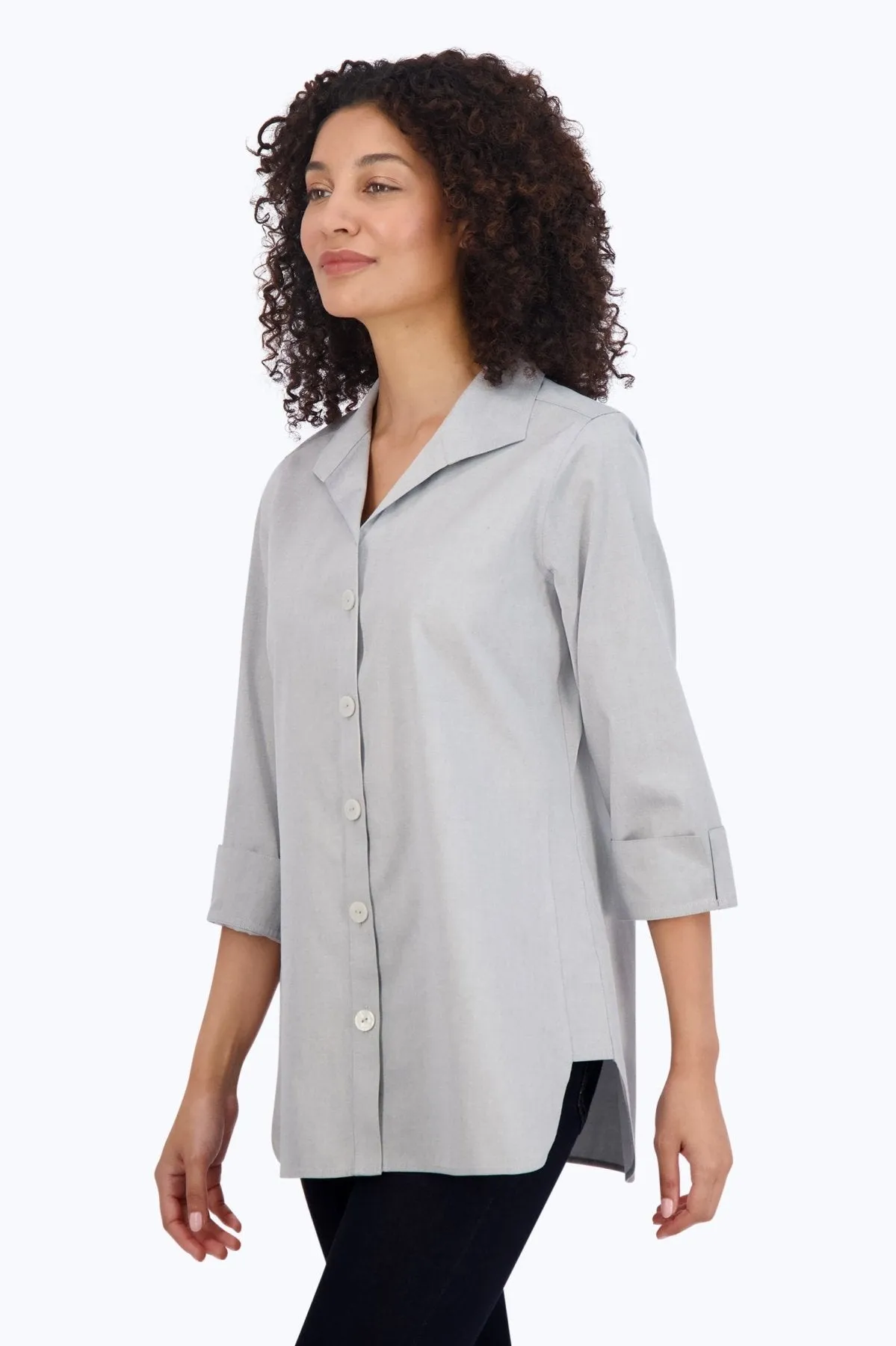 Pandora Pinpoint No Iron 3/4 Sleeve Tunic, Silver