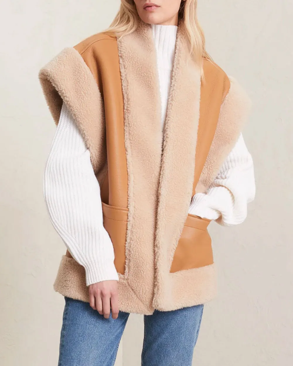 Pecan Sutton Faux Fur Vest