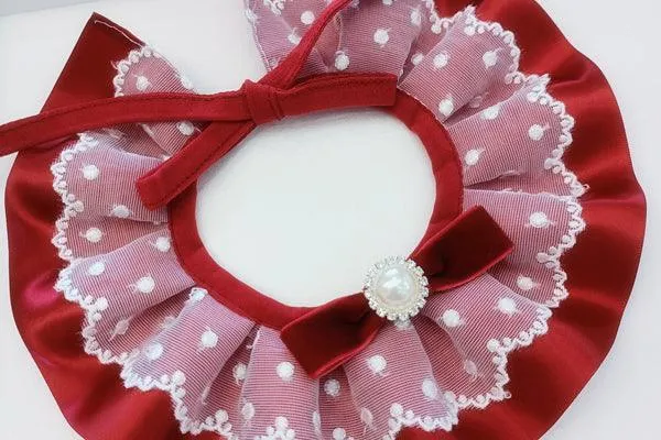 Pet Lace Bandana with adorable bowknot & Bells & Pearl