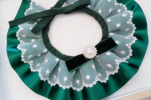 Pet Lace Bandana with adorable bowknot & Bells & Pearl