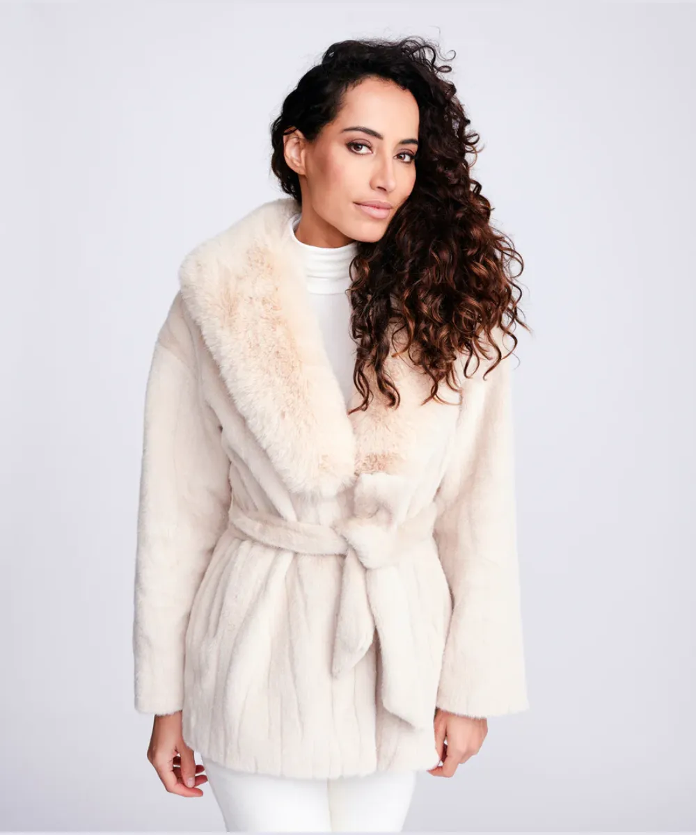 PIA ROSSINI FELICITY FAUX FUR BELTED COAT