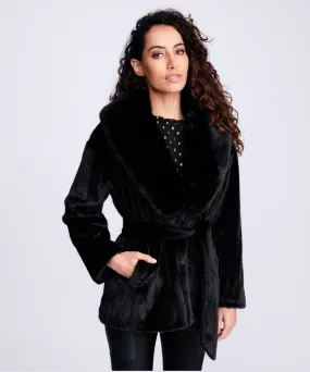 PIA ROSSINI FELICITY FAUX FUR BELTED COAT