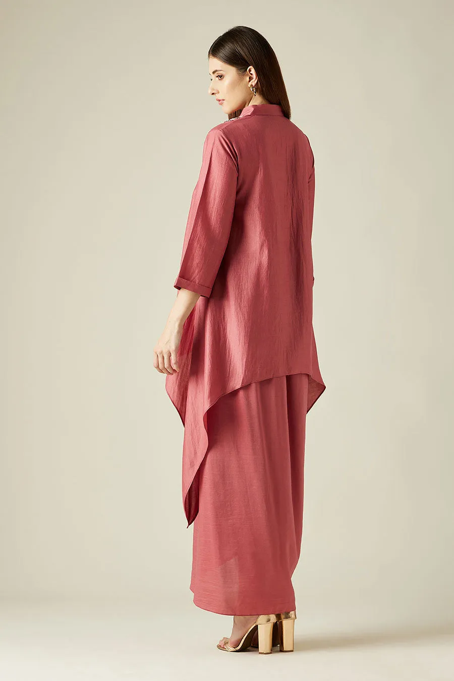 Pink Pebble Tunic & Drape Skirt Co-Ord Set