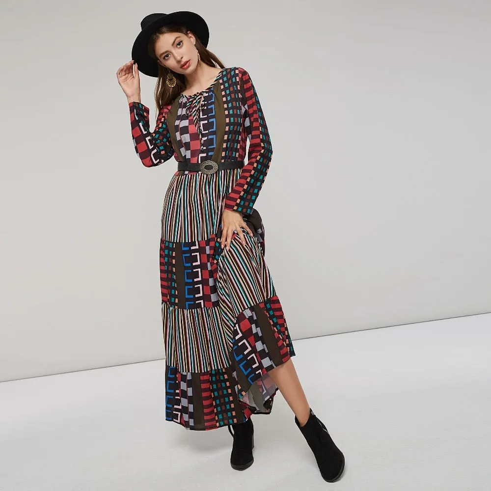 Playful Striped Long Dress