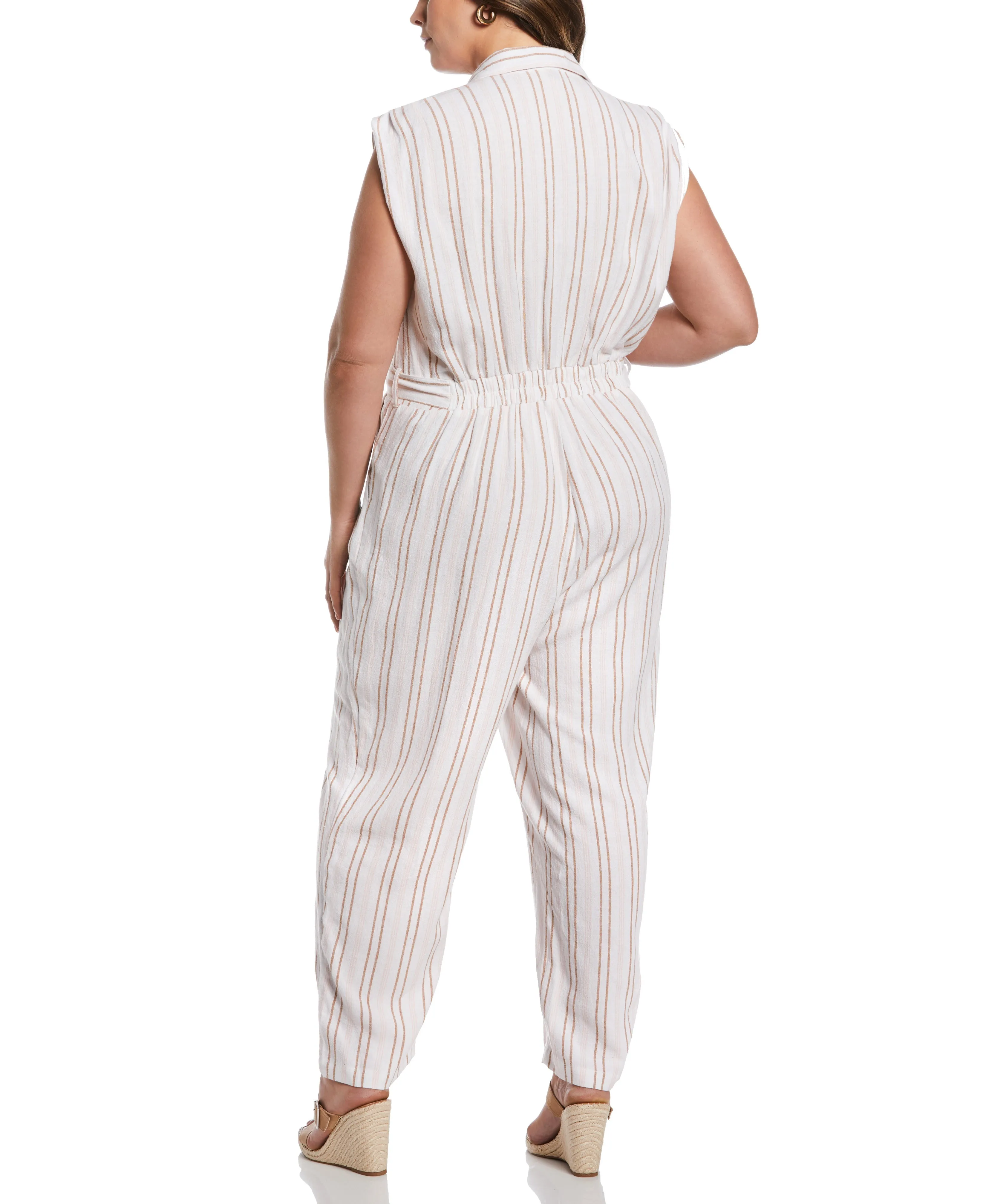 Plus Size Linen Blend Jumpsuit