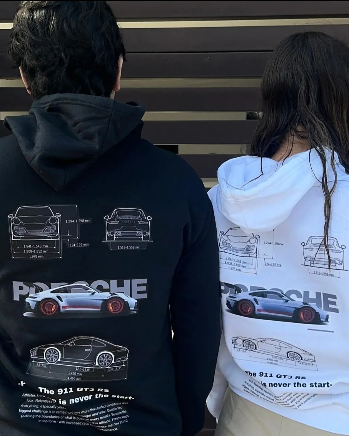 Porsche Black & White Oversized Couples Matching Hooded Sweatshirt - Valentine's Day Gift