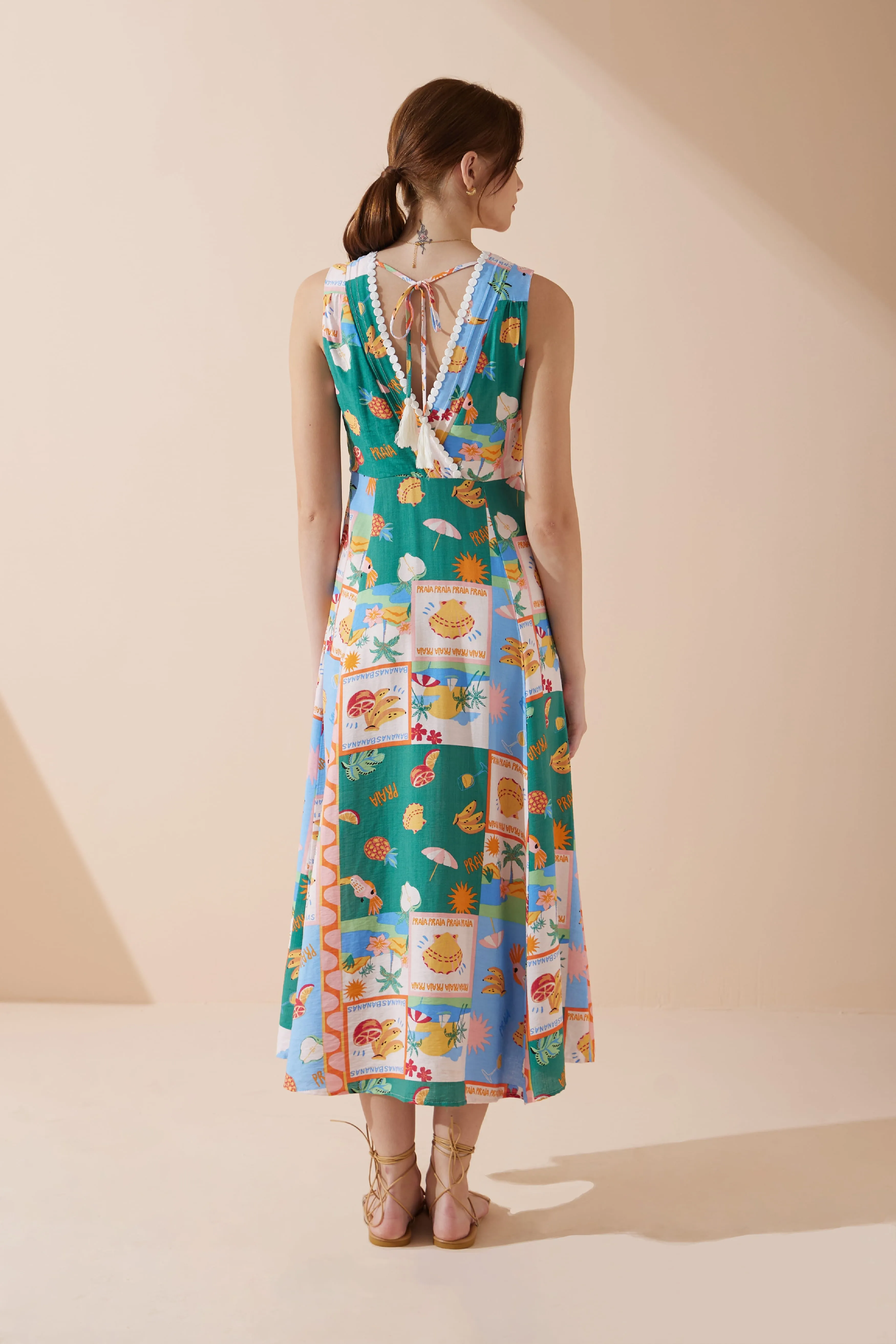 Praia Multicolour Tropical V-Neck Maxi Dress