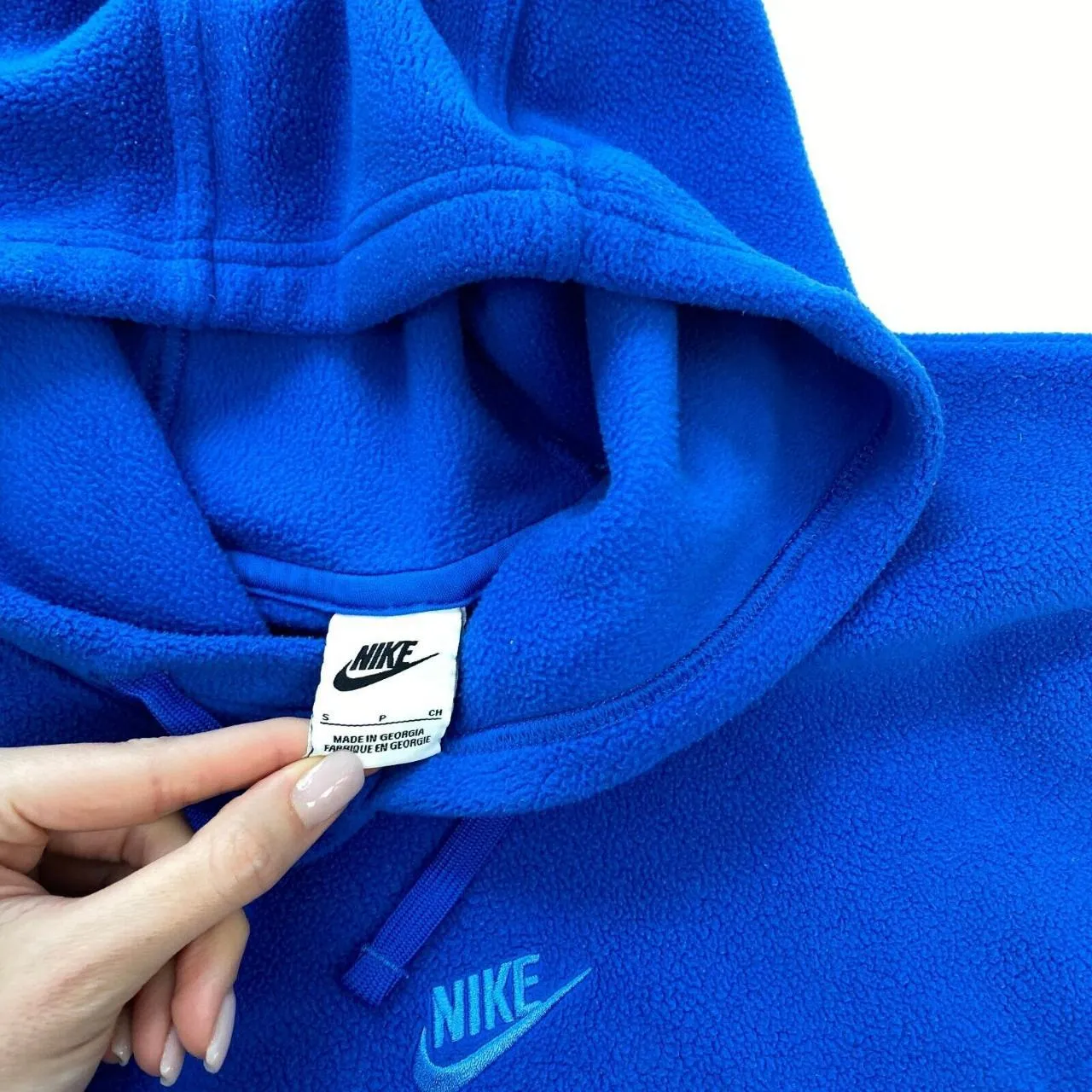 Preowned Nike Sportswear Fleece Hoodie Center Swoosh Mens Size S Blue Pullover.