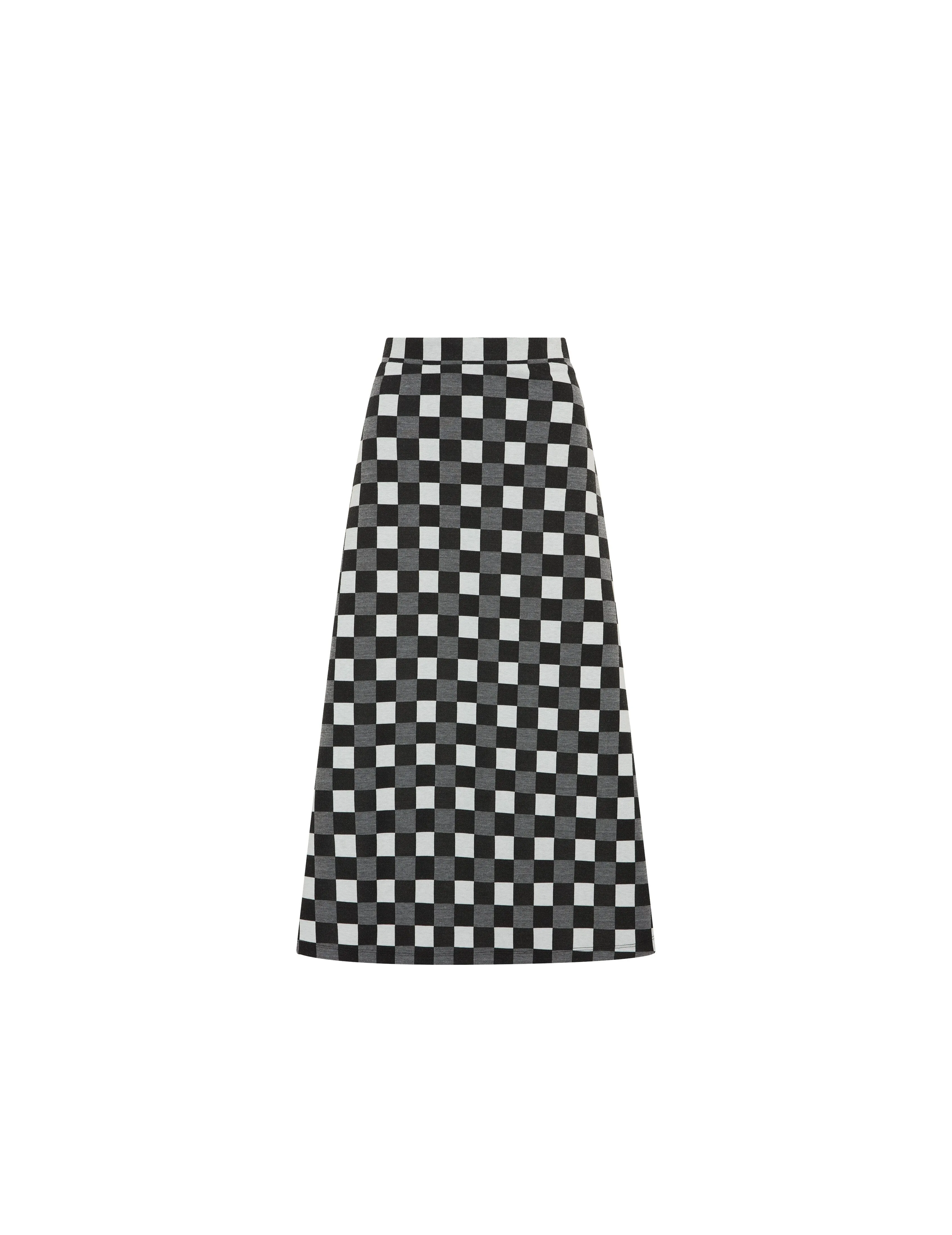 Pull On A-Line Midi Skirt Yarn Dye Check- Sale