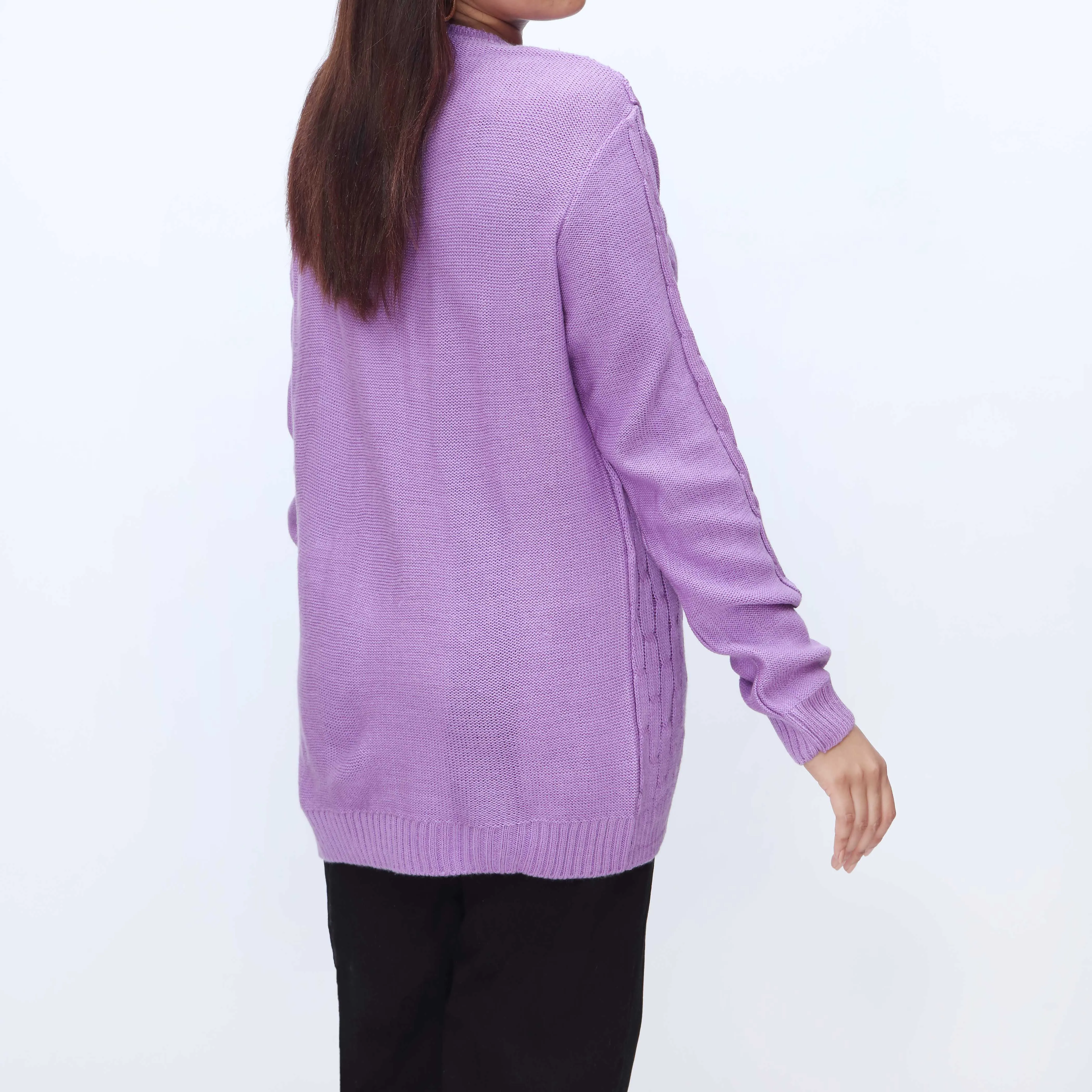 Purple Crew Neck Pullover Sweater PW3901