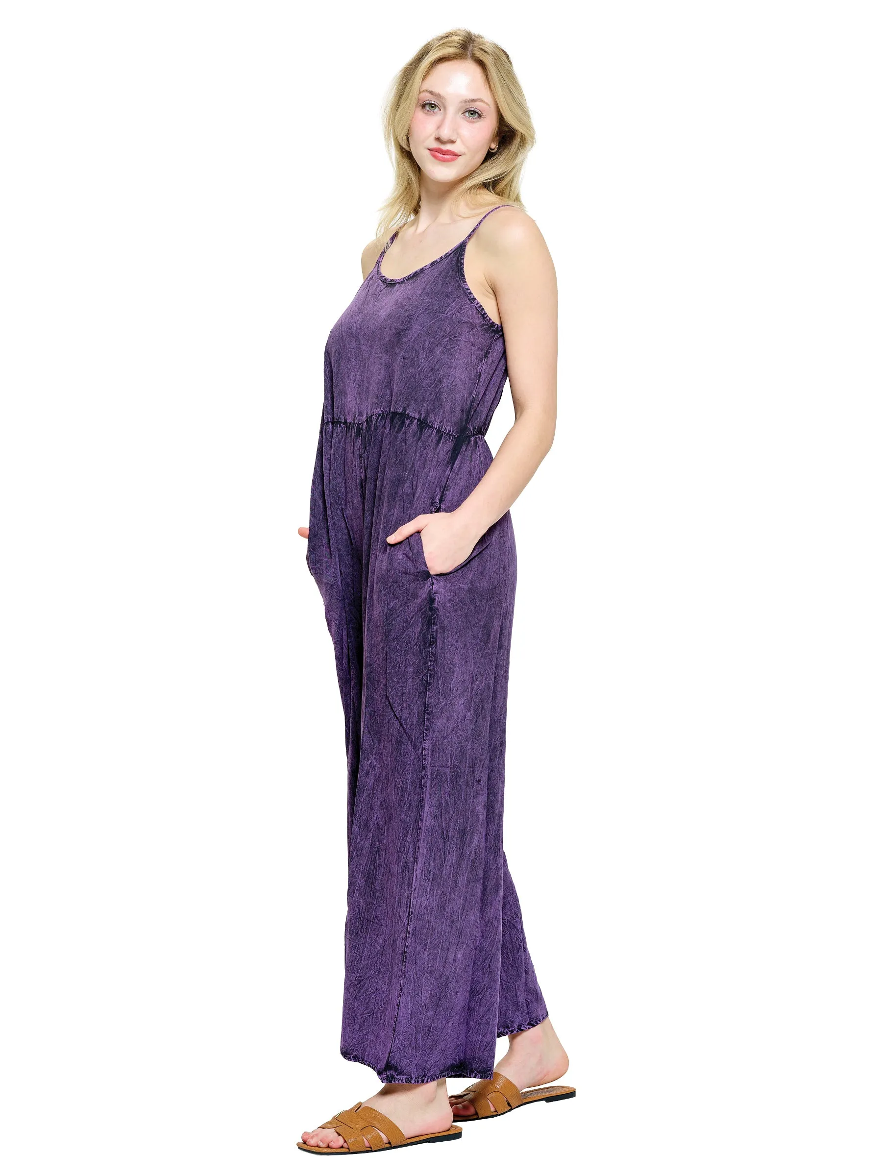 Purple Jumpsuit Distressed Vintage Wash