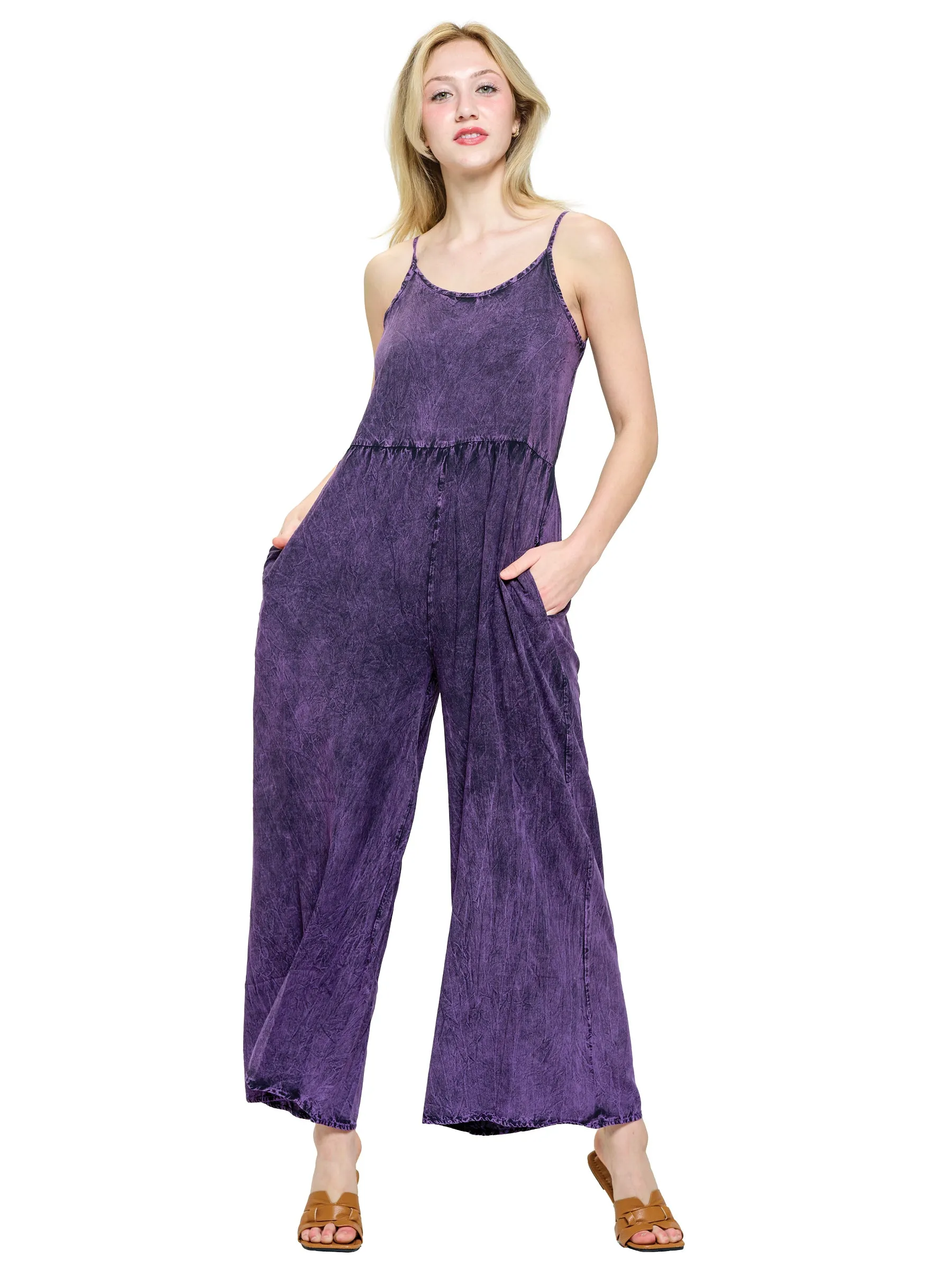 Purple Jumpsuit Distressed Vintage Wash