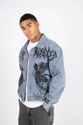 "Only the Blessed" Printed Denim Jacket