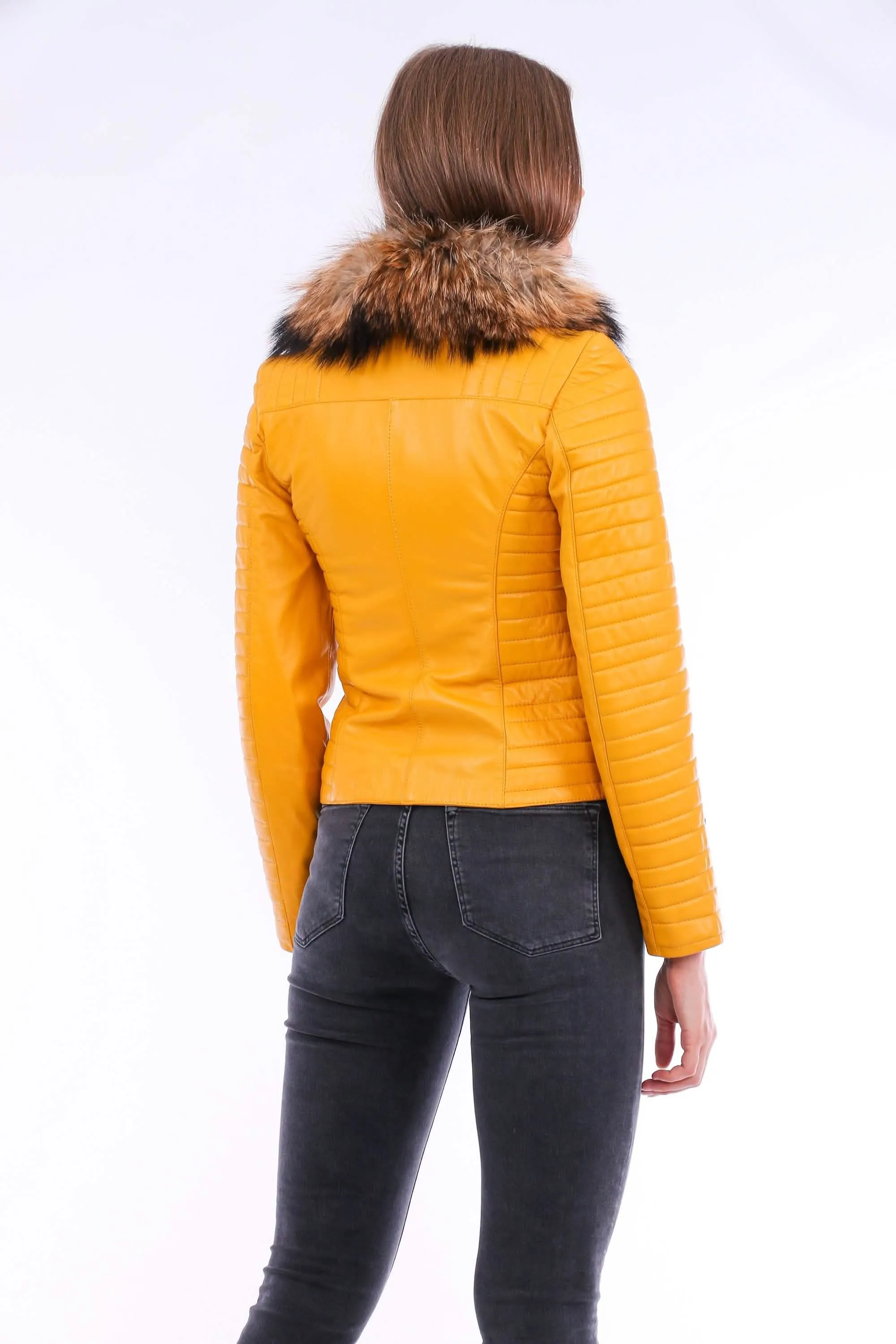 Radiant Yellow Luxe Sheepskin Biker Jacket