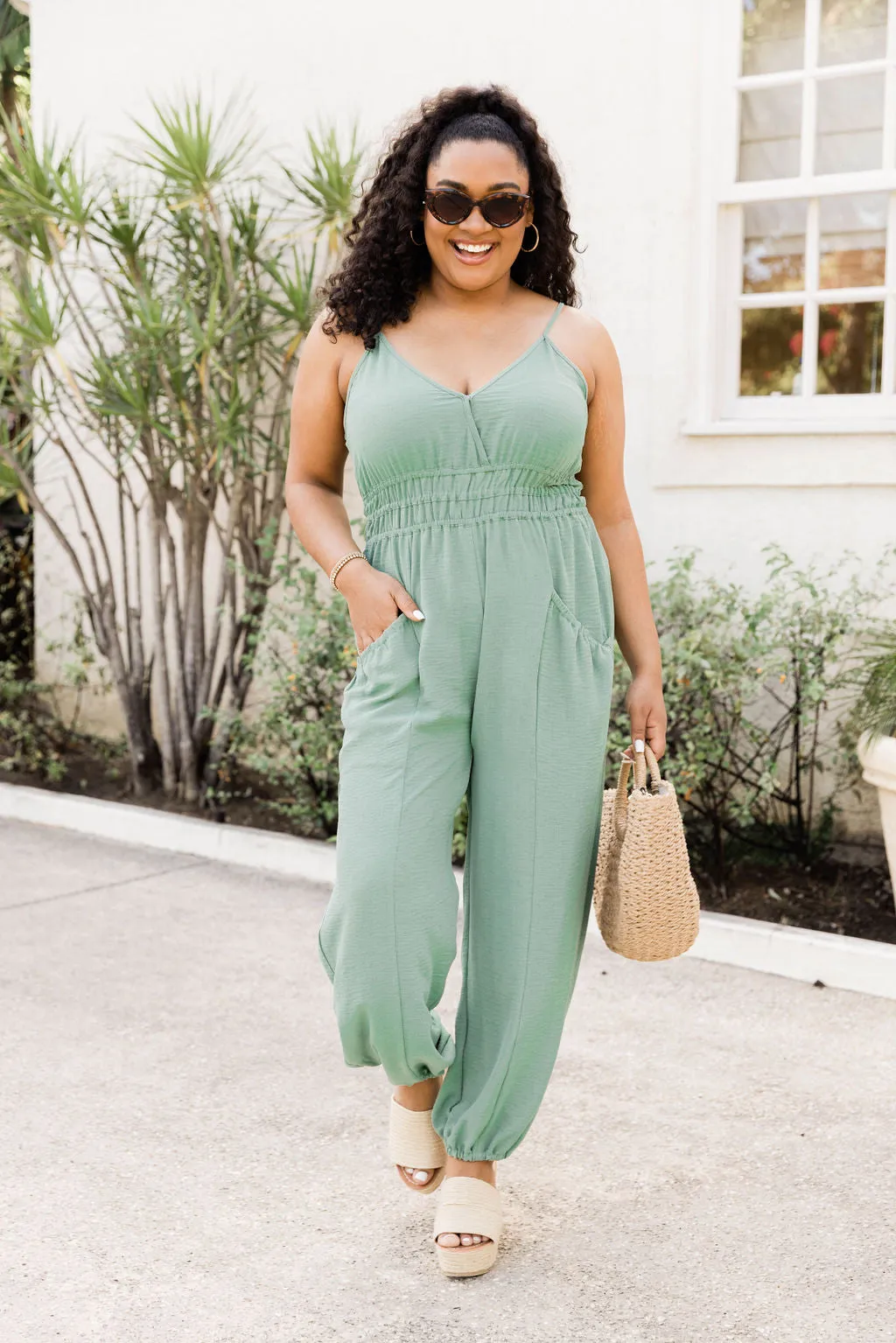 Raise Your Standards Sage Green Jumpsuit