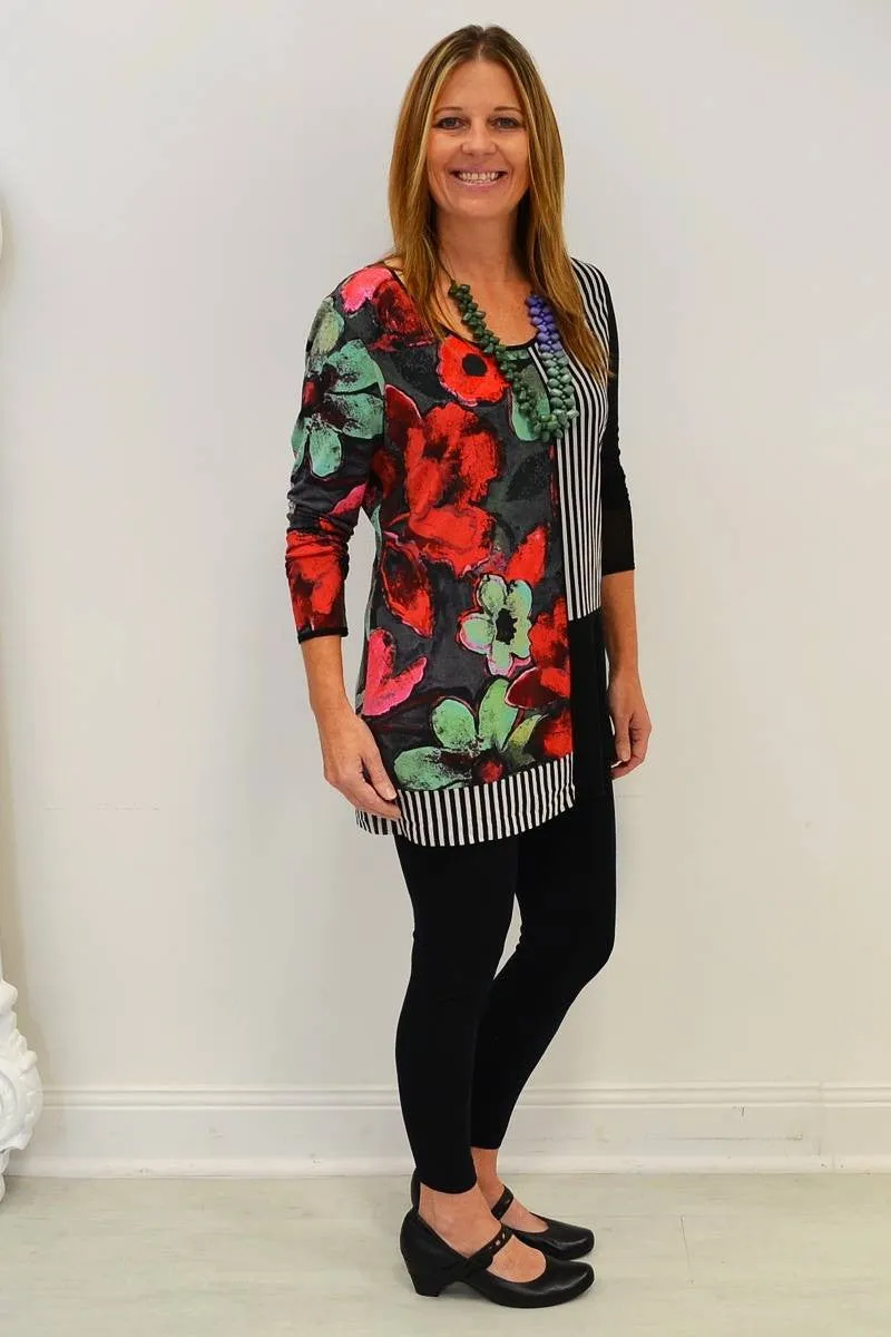 Red Green Flower Tunic