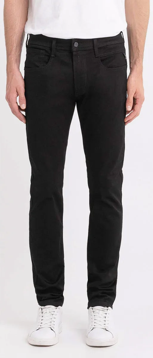 Replay Anbass Hyperflex Black Jeans For Men