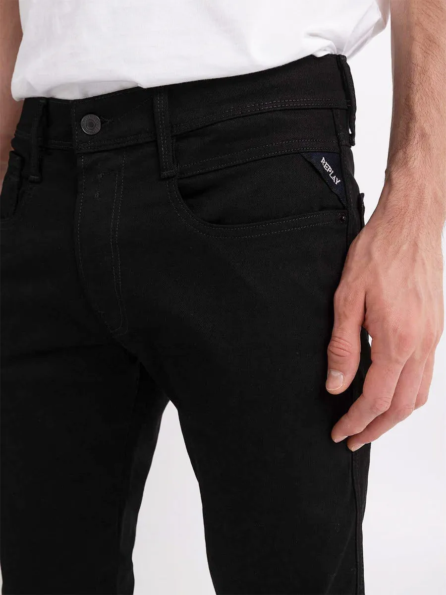 Replay Anbass Hyperflex Black Jeans For Men