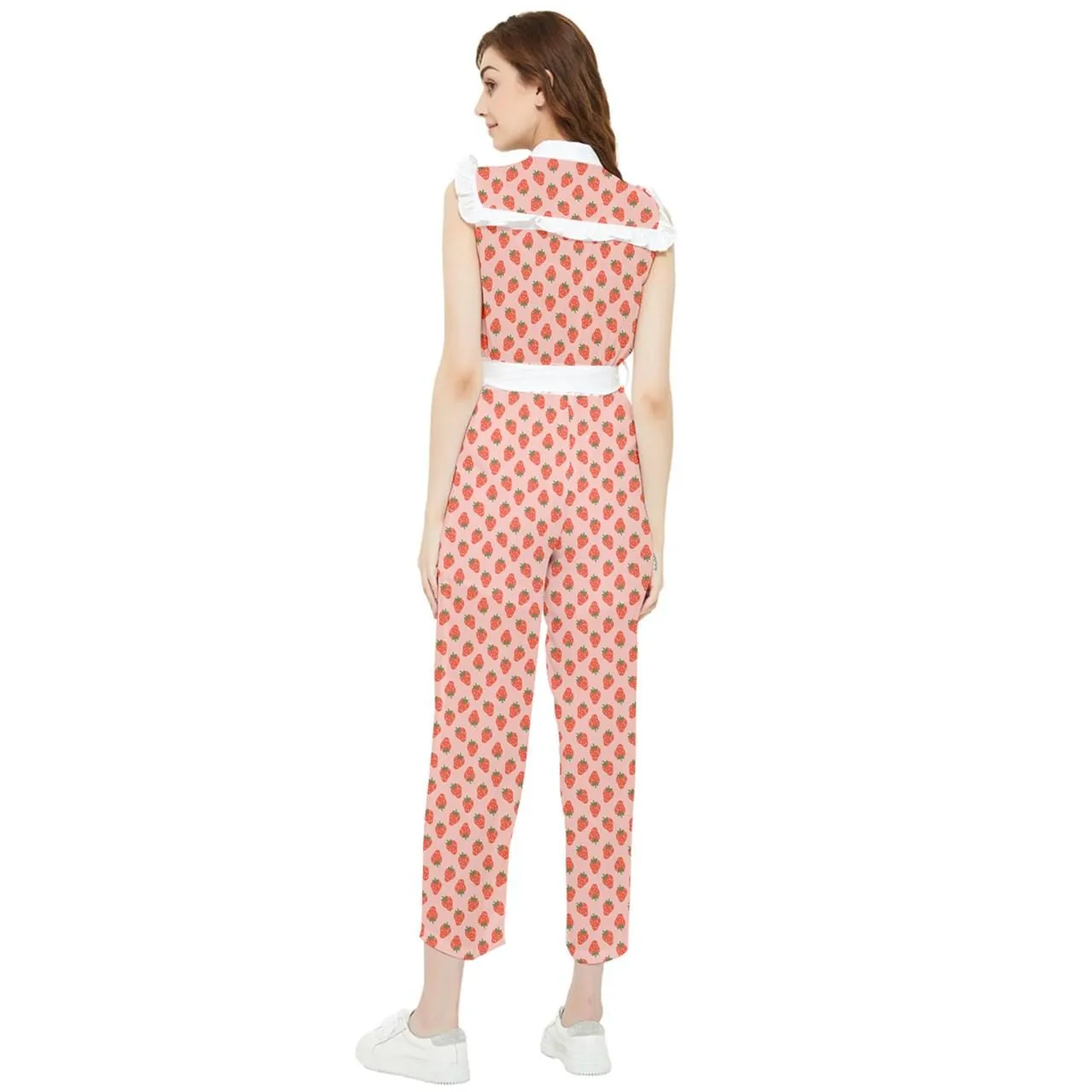 Retro Strawberry Jumpsuit, 70s Style Jumpsuit,  Strawberry Print Pants Overall