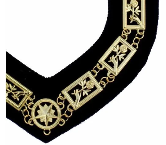 Rose Croix - Regalia Chain Collar - Gold/Silver on Blue   Free Case