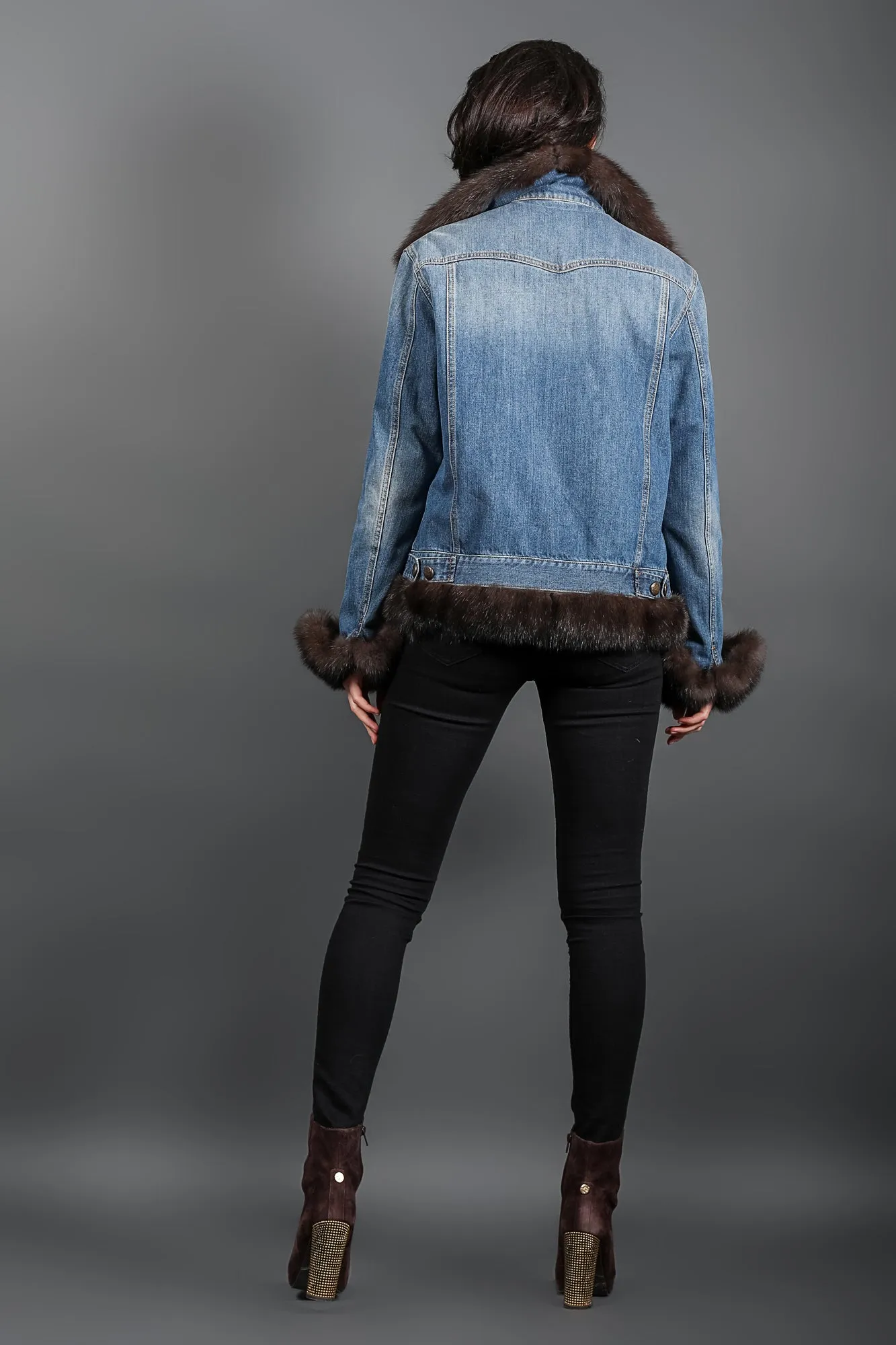 Sable Fur and denim luxury women's jacket