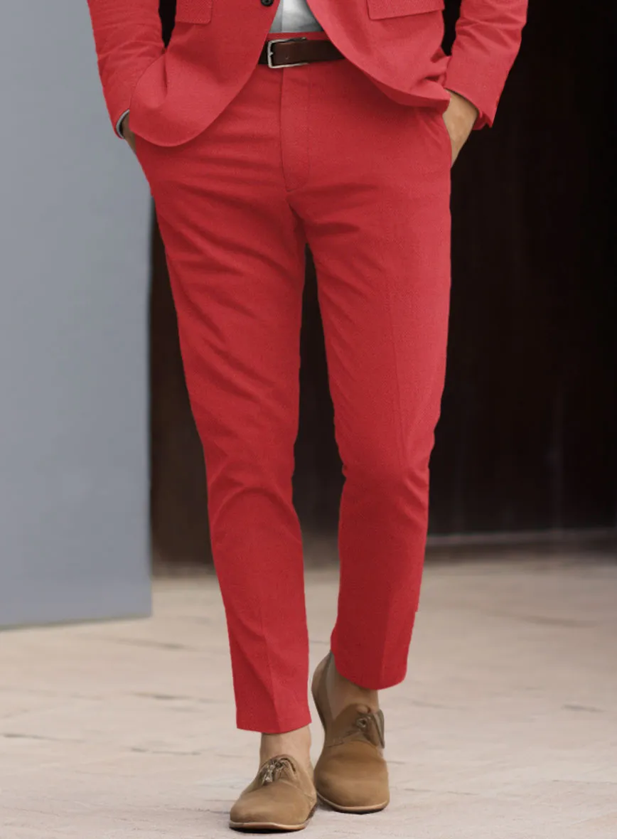 Scabal Red Cotton Stretch Pants