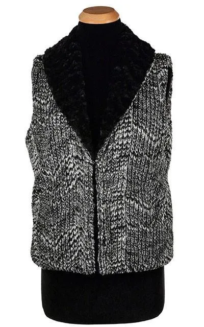 Shawl Collar Vest - Cozy Cable in Ash Faux Fur with Cuddly Fur