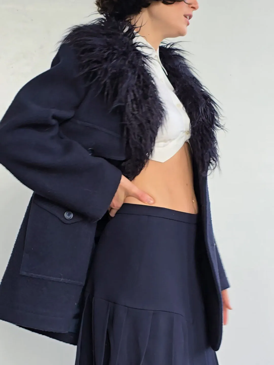 Sies Marjan Fur Collar Coat (L)