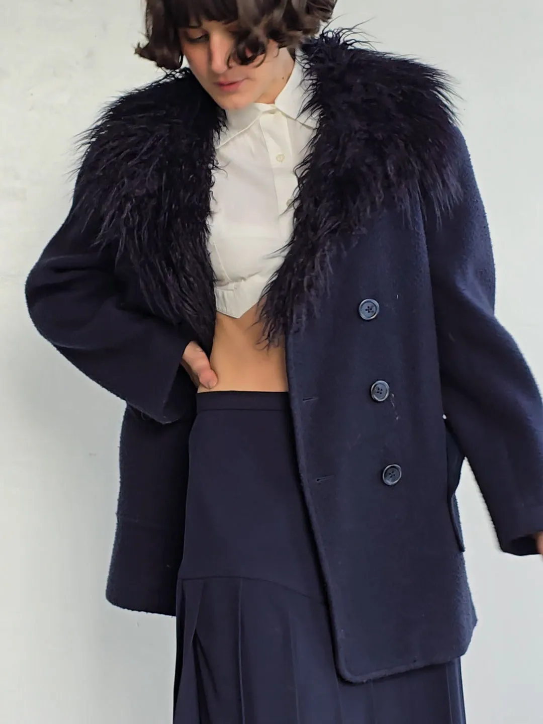 Sies Marjan Fur Collar Coat (L)