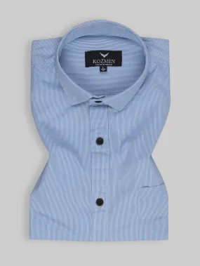 Sky Blue Banker Striped Mens Cotton Casual Shirt