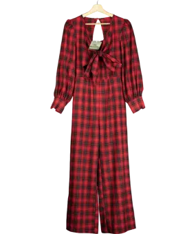 Somerset by Alice Temperley Red Check Tie Front Jumpsuit UK 16