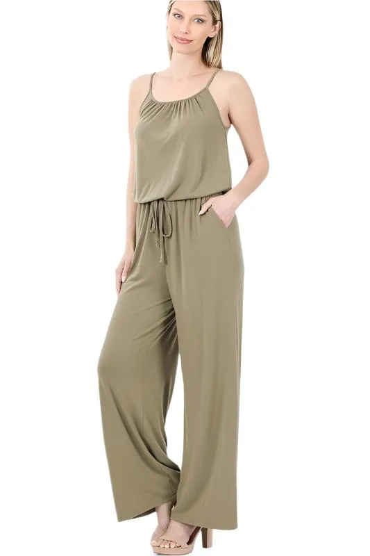 Spaghetti Strap Jumpsuit With Pockets