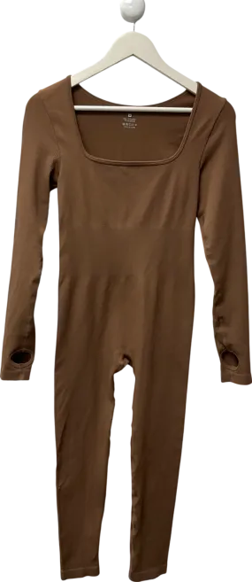 Square Neck Brown Jumpsuit UK M