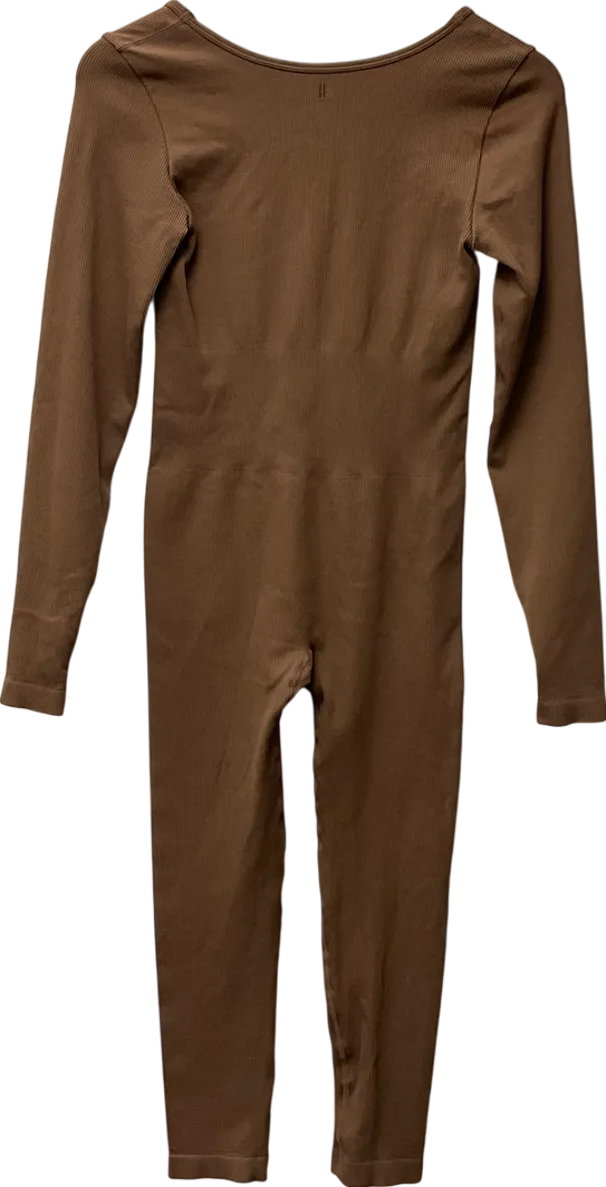 Square Neck Brown Jumpsuit UK M