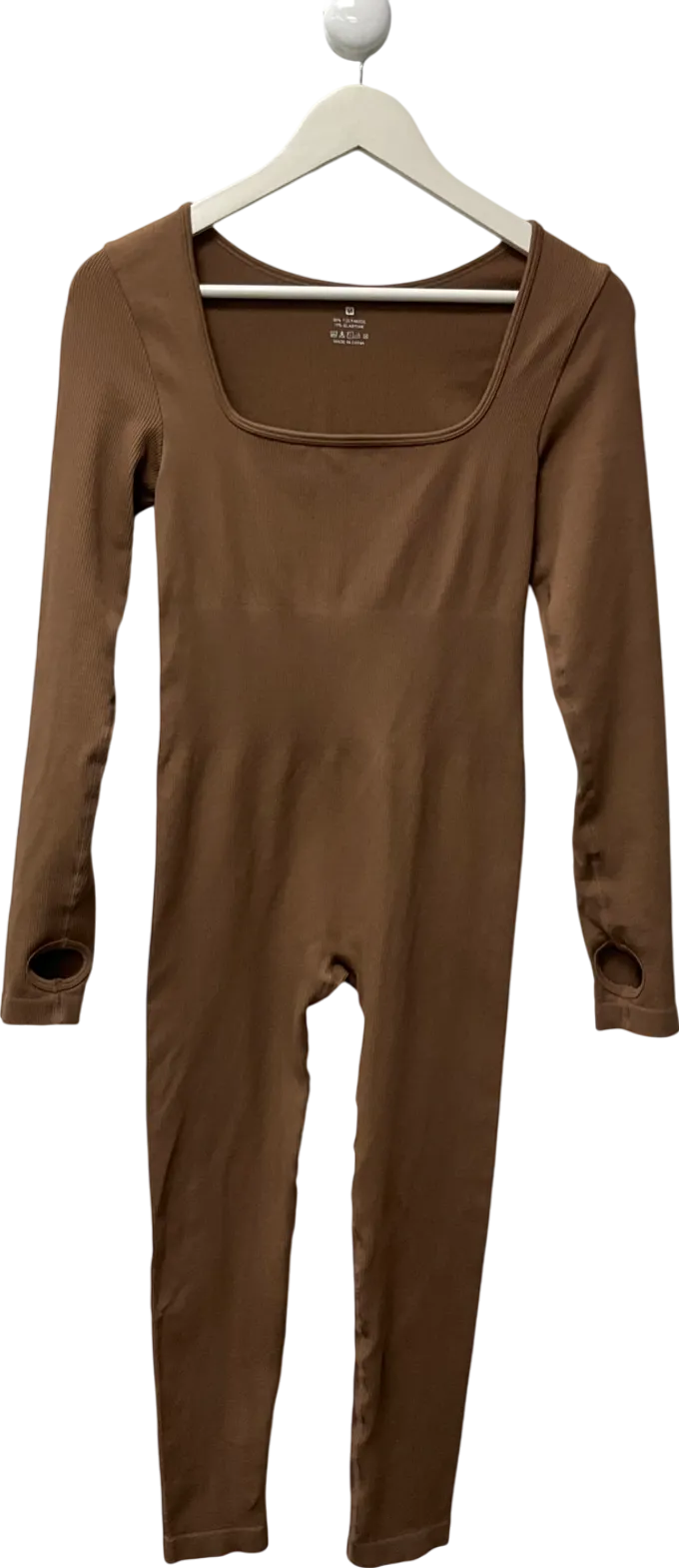 Square Neck Brown Jumpsuit UK M