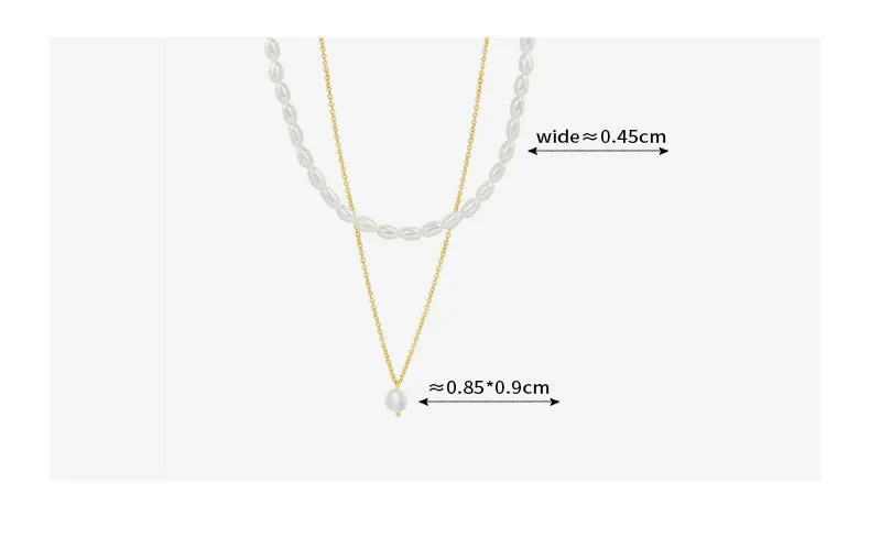 Stacked Double Layered Gold Chain Freshwater Pearl Necklace