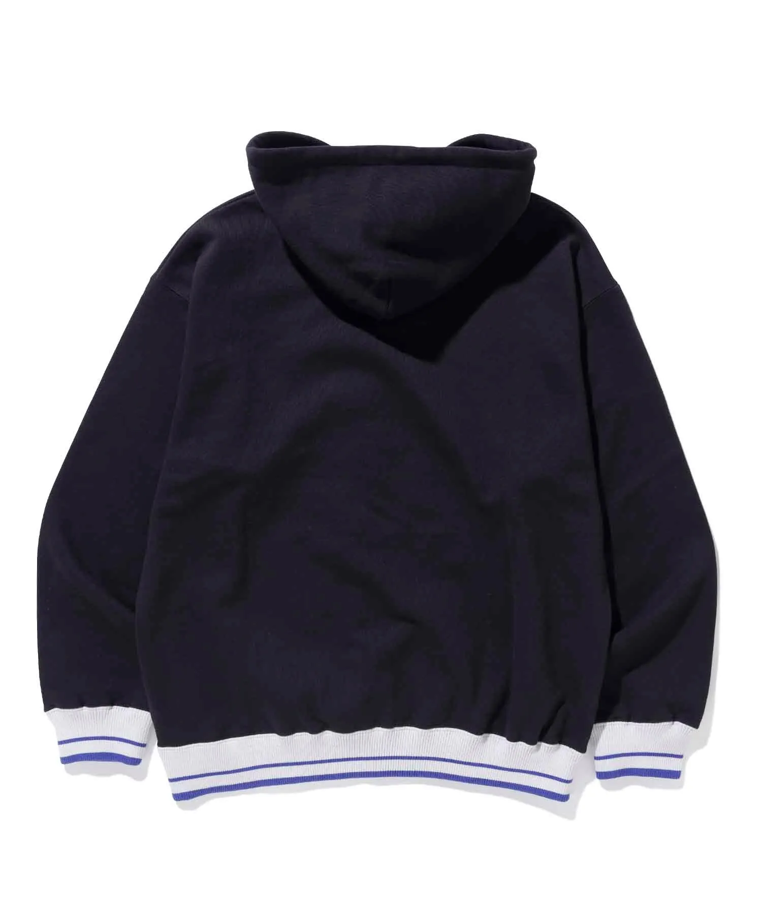 STRIPE RIB PULLOVER HOODED SWEAT