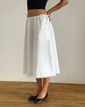 Taka Midi Skirt in Poplin White