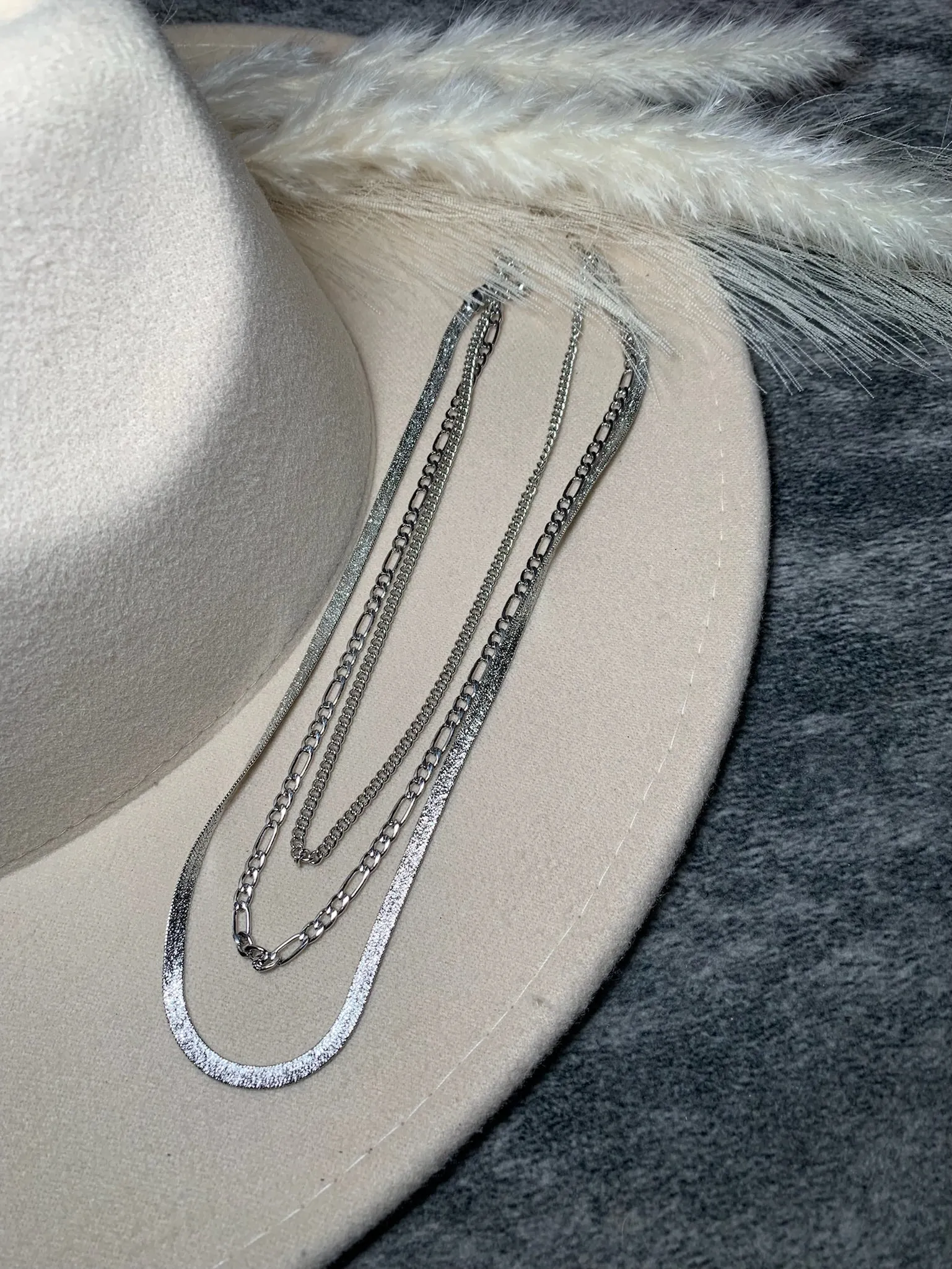 Triple Layer Silver Necklace