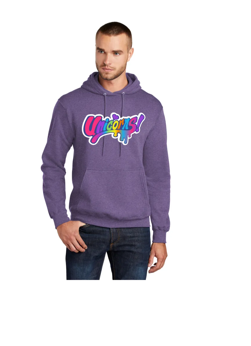 UNICORNS  ADULT HOODIE UNISEX HEATHER PURPLE