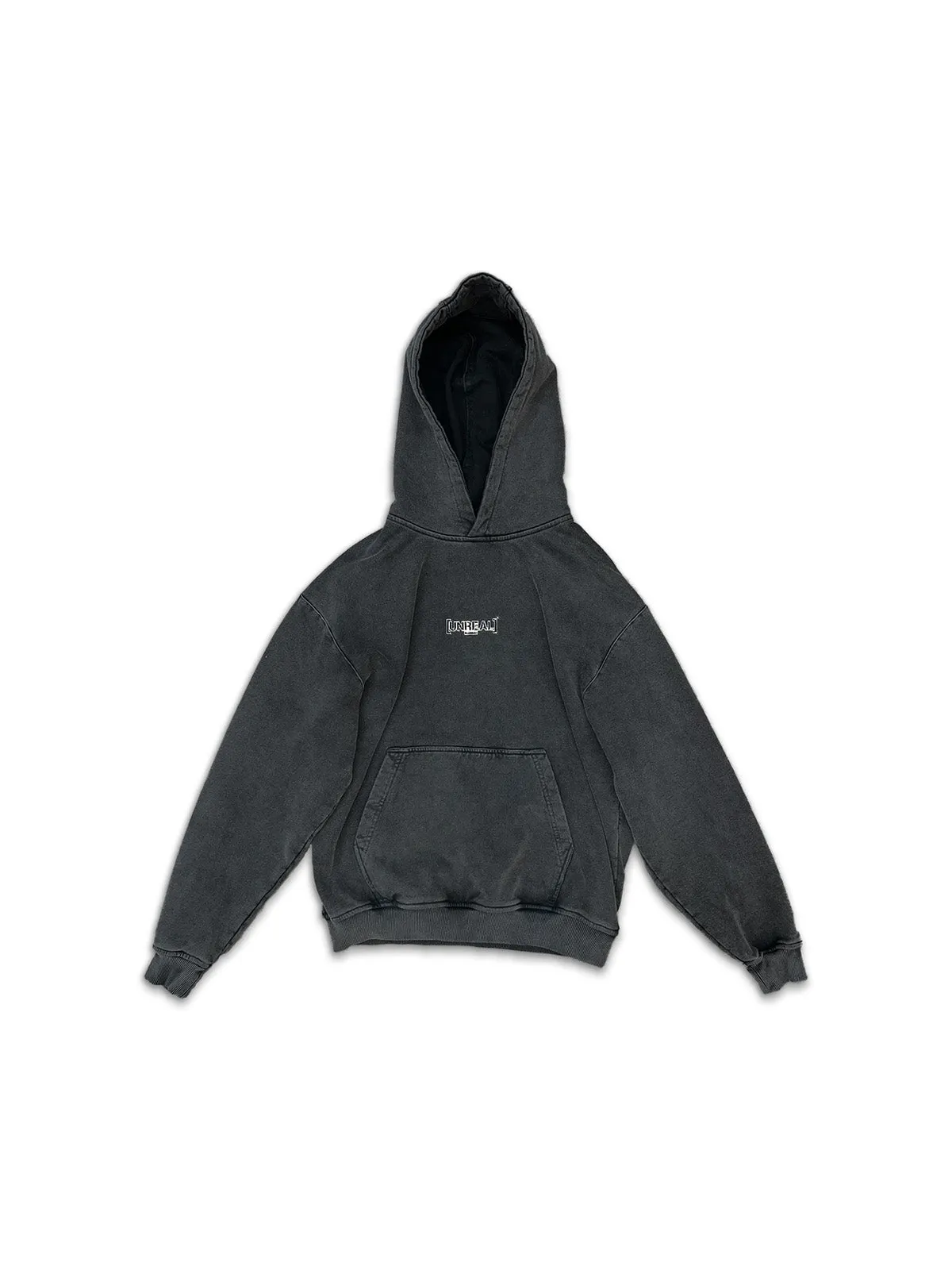 UNREAL OG Iron logo Hoodie Stone Washed Black