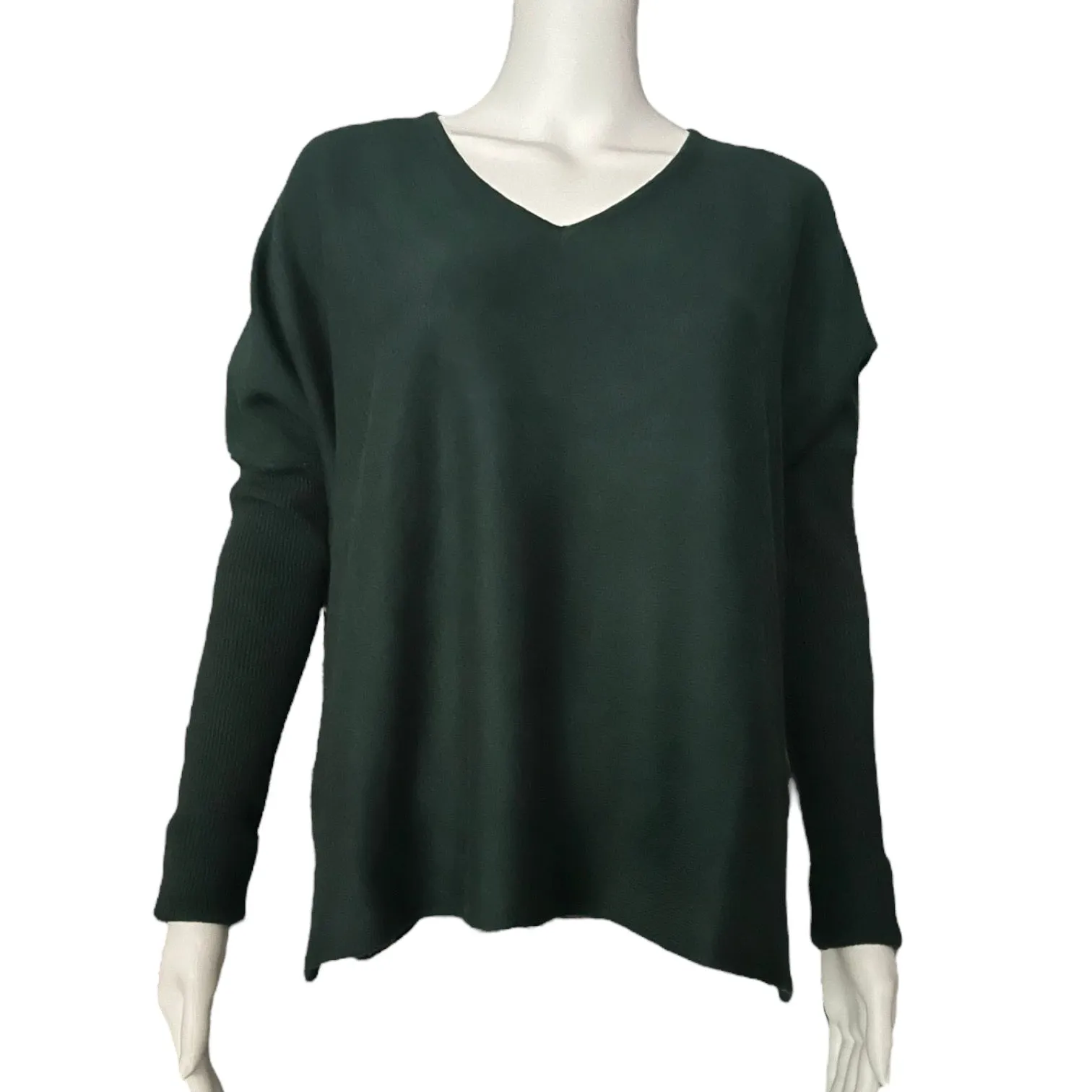 V Neck Tunic in Moss Green