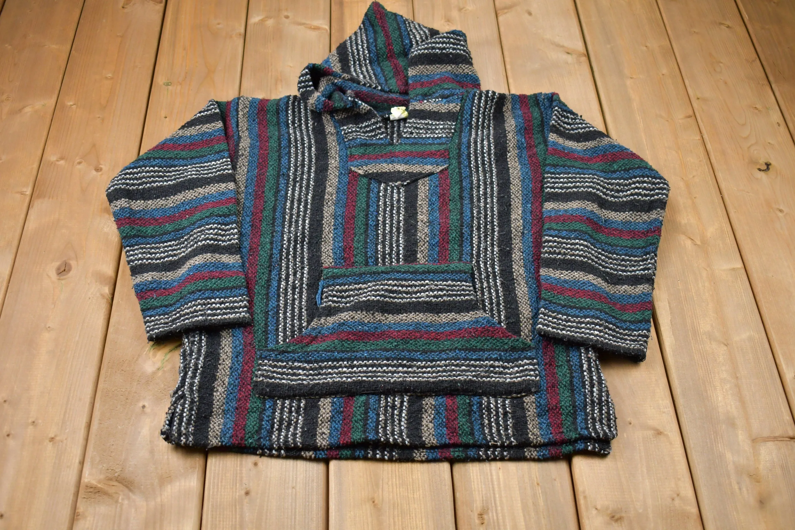 Vintage 1990s Knit Earth Rug Graphic Hoodie