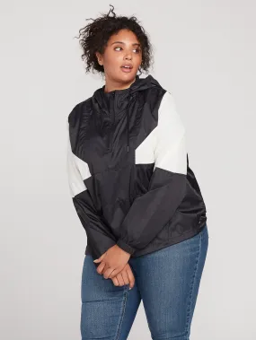 Wind Stoned Windbreaker Plus Size - Black White