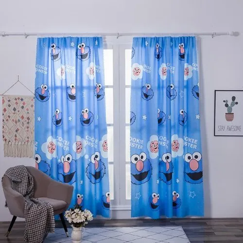 Window curtains, children design, double layer set of 2 pieces.