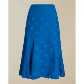 Women Dellla-Spot Fabric Midi Skirt - Bright-Blue